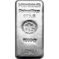 Stříbrný slitek Heraues Gr. 1000g