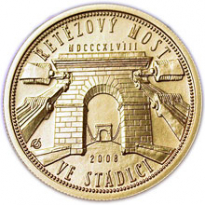 Zlatá mince Řetězový most ve Stádlici1/4 Oz - /b.k./