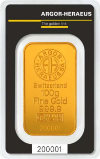 Zlatý slitek Argor Heraeus 100 g