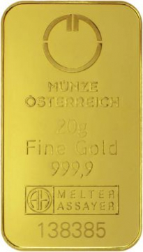 Zlatý slitek Münze Österreich 20 g