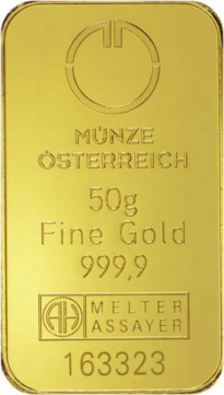 Zlatý slitek Münze Österreich 50 g